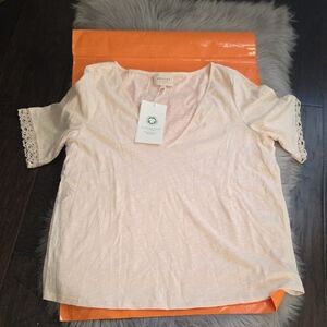 Nwt! Sezane T.shirt Lorna In Cream 100% Cotton